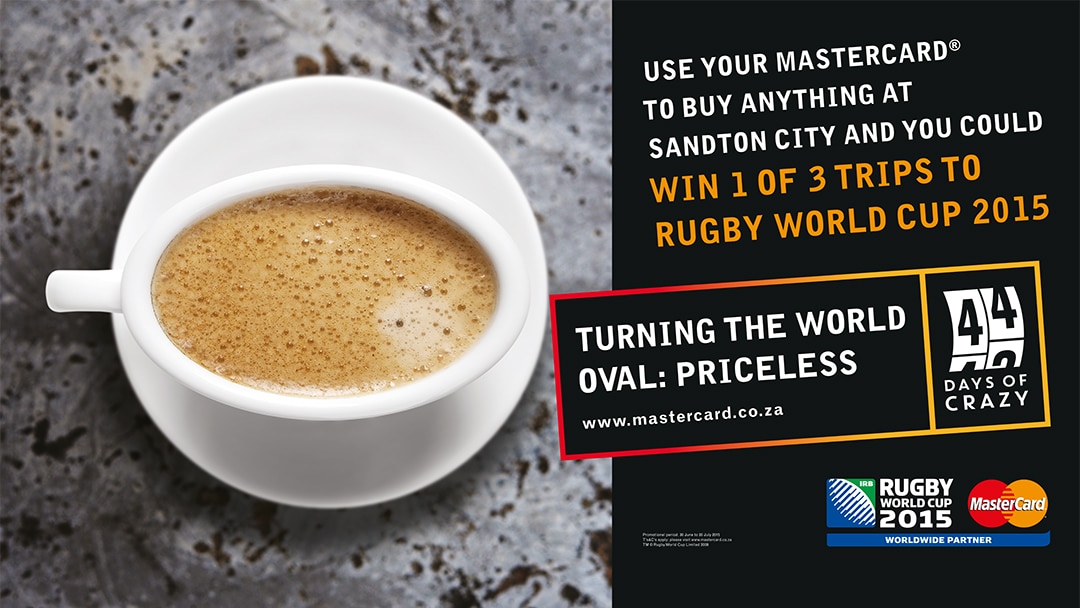 Mastercard Rugby World Cup 2015: artwork design showing oval coffee cup