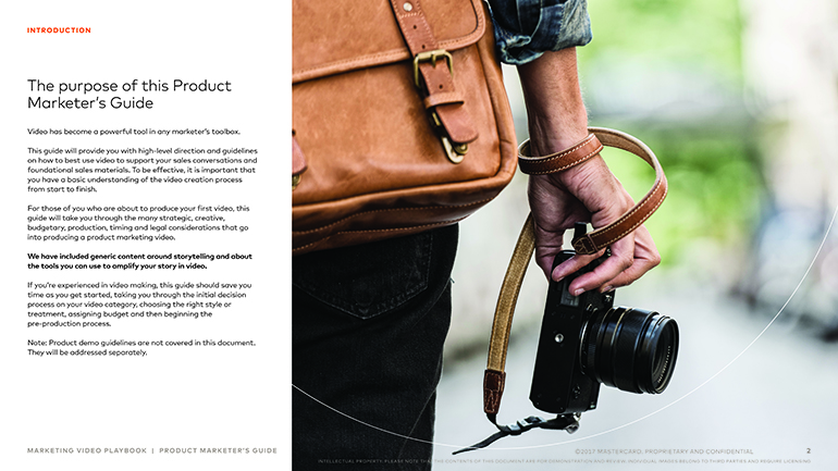 Mastercard Product Marketer's Guide: introduction page design