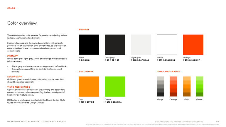 Mastercard guide colour overview page