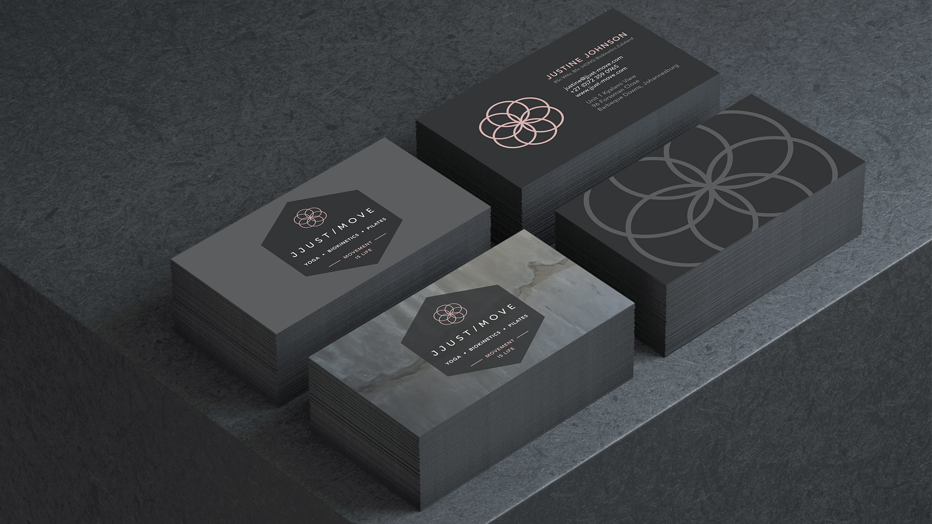 JJust Move business cards designed by MR.SMiTH Creative Studio