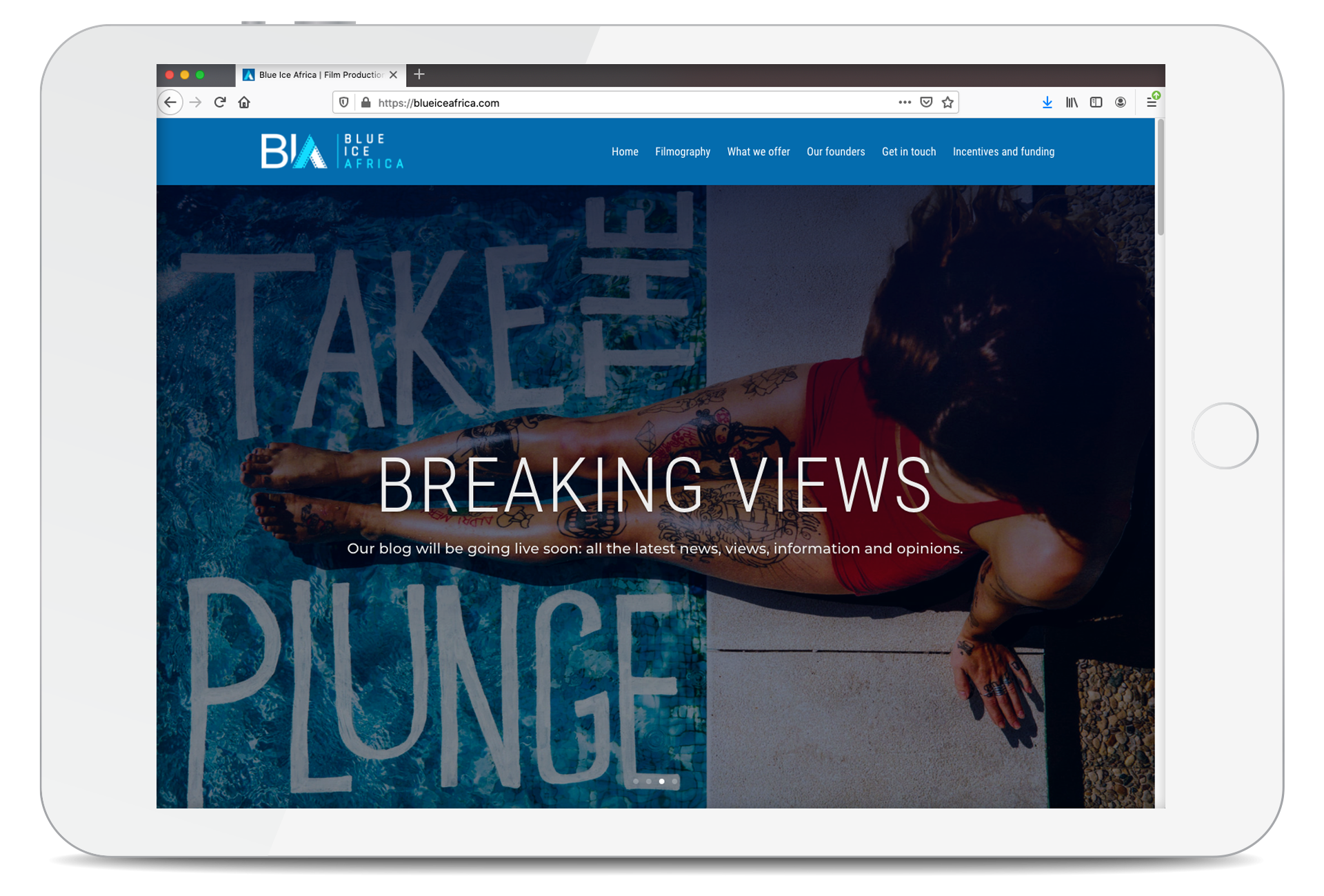 Blue Ice Africa: typical website page, designed by MR.SMiTH