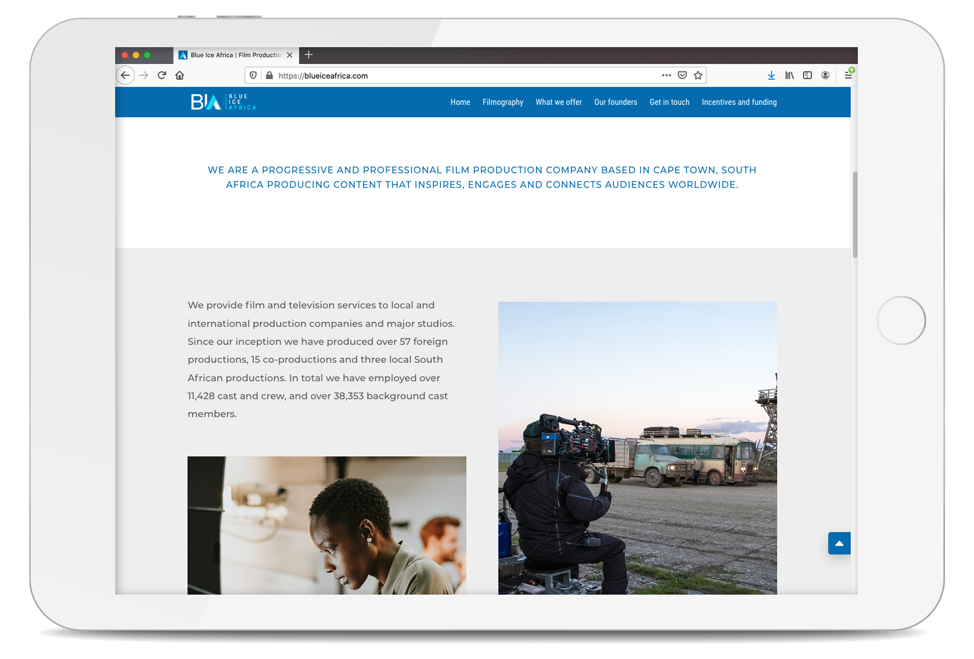Blue Ice Africa: typical website page, designed by MR.SMiTH