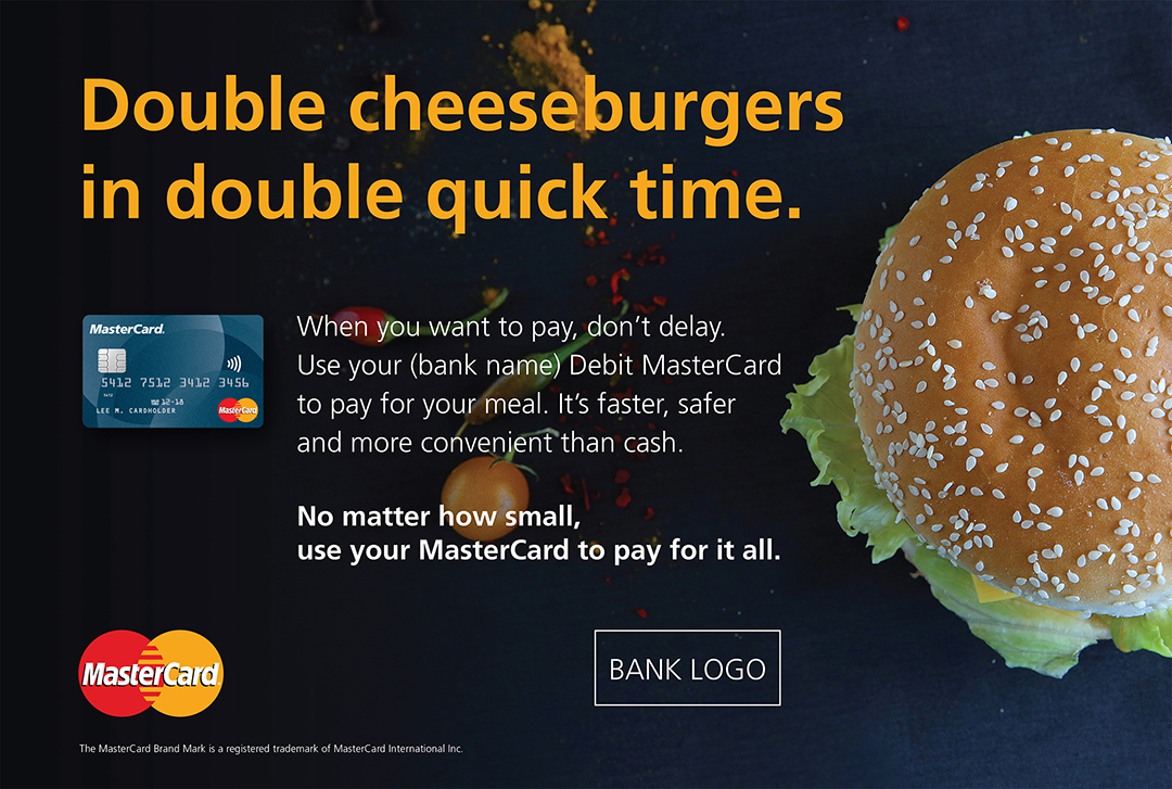 MasterCard Everyday campaign: visual of a cheeseburger