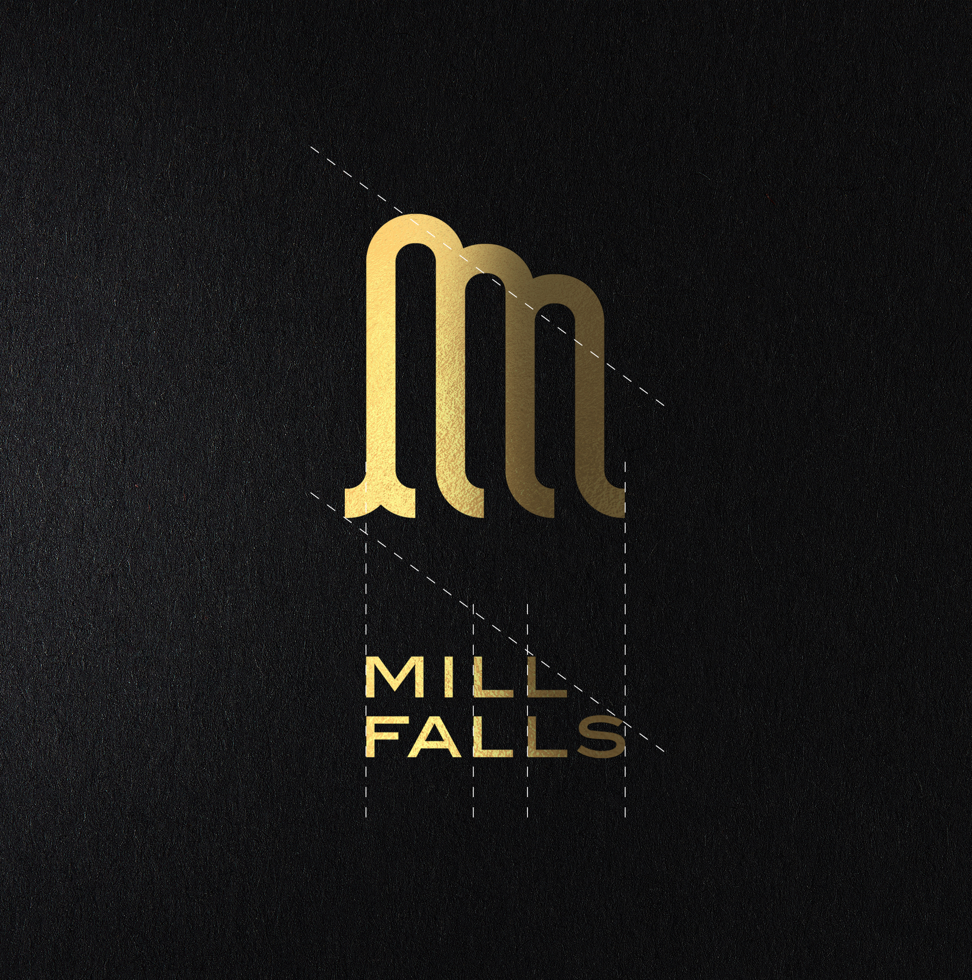 Mill Falls logo showing draughting lines