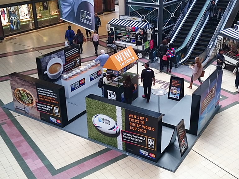 Mastercard RWC mall activation stand
