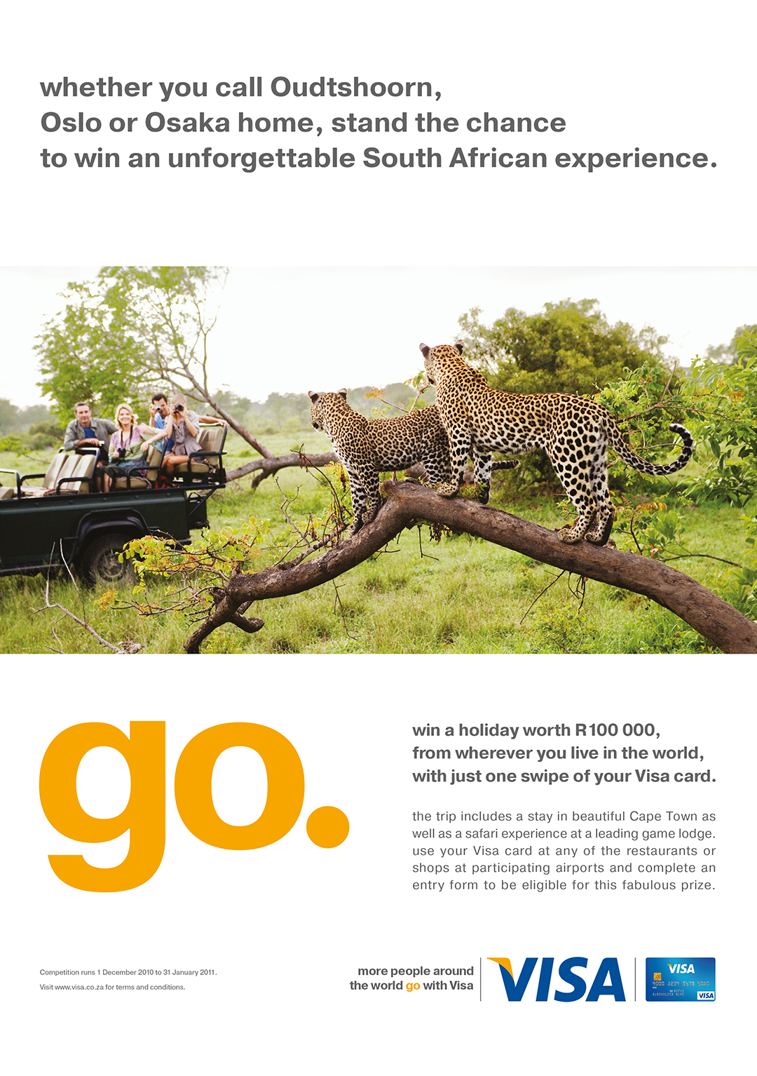 Visa competition: poster to win a trip within South Africa, image of leopards