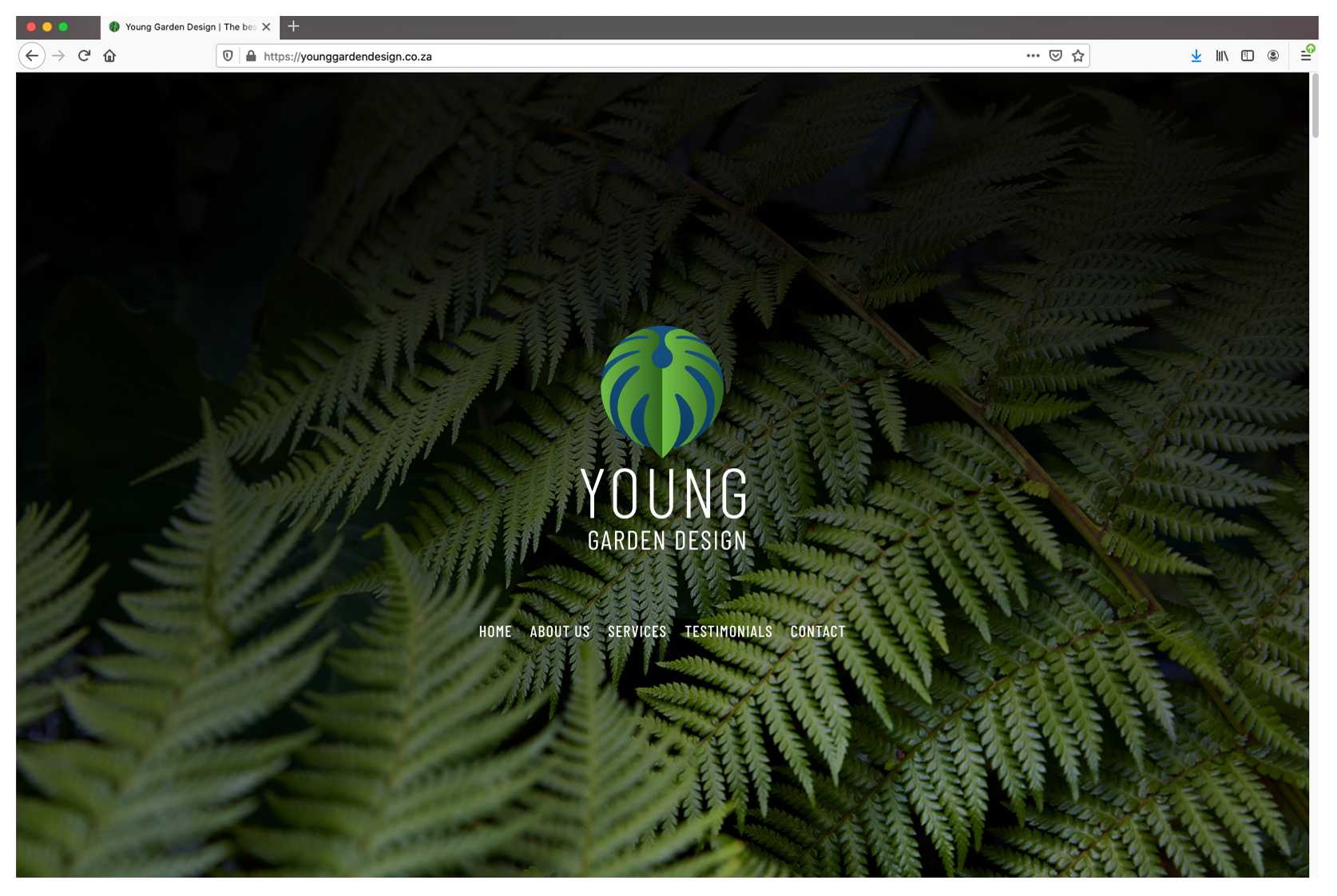 Young Garden Design, typical website page