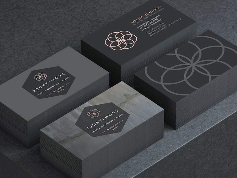 JJust Move business cards designed by MR.SMiTH Creative Studio