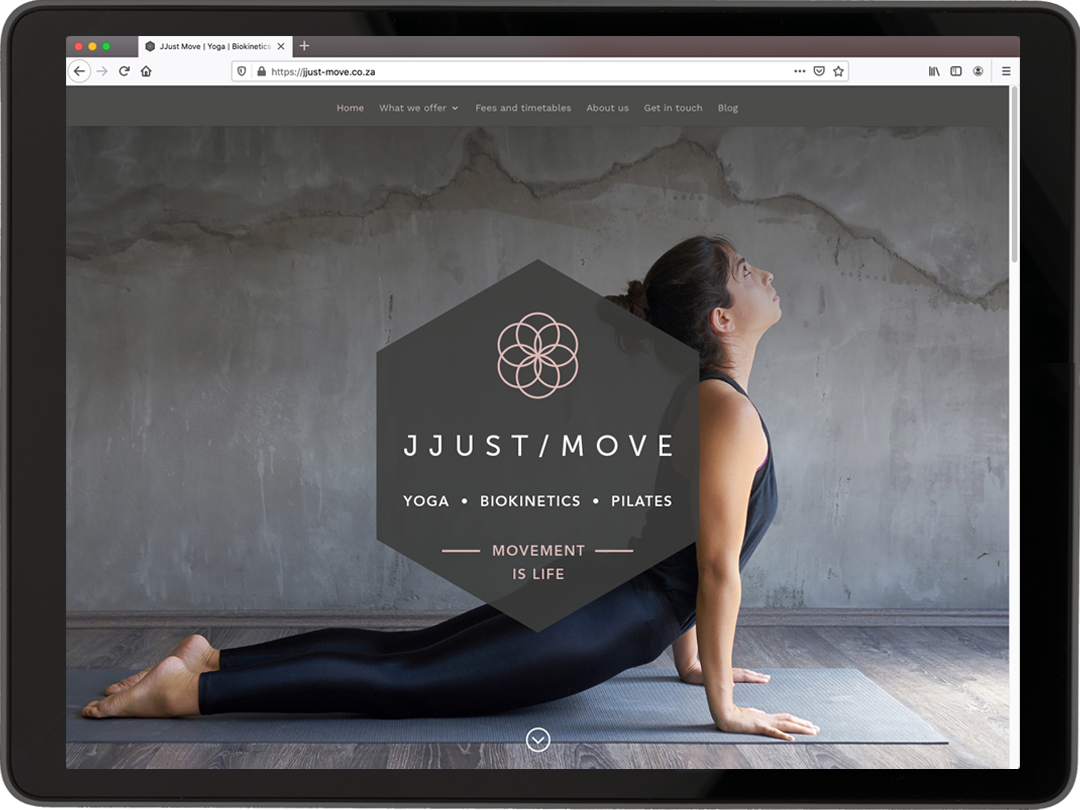JJust Move website homepage viewed on tablet.