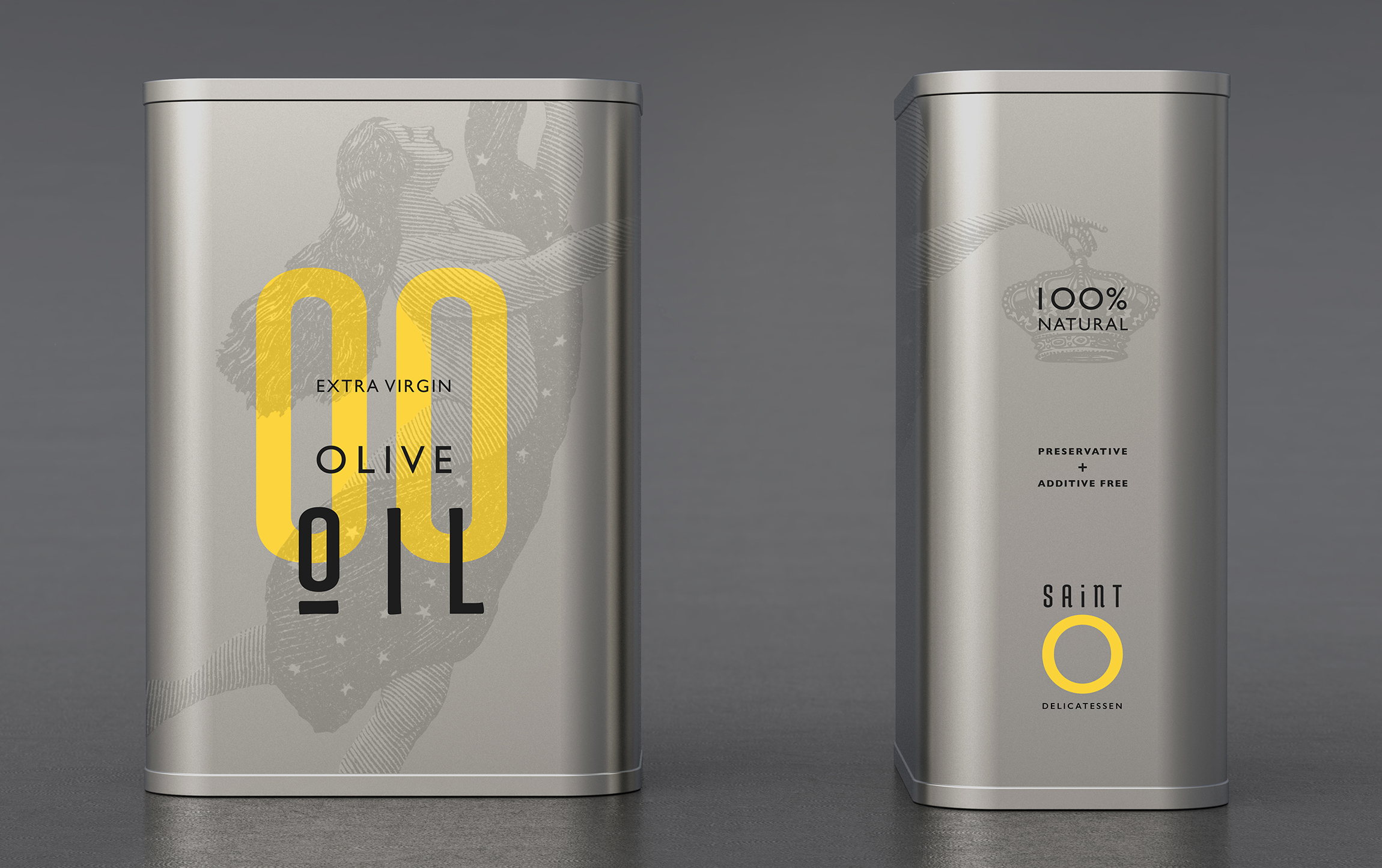 Saint O Delicatessen olive oil packaging