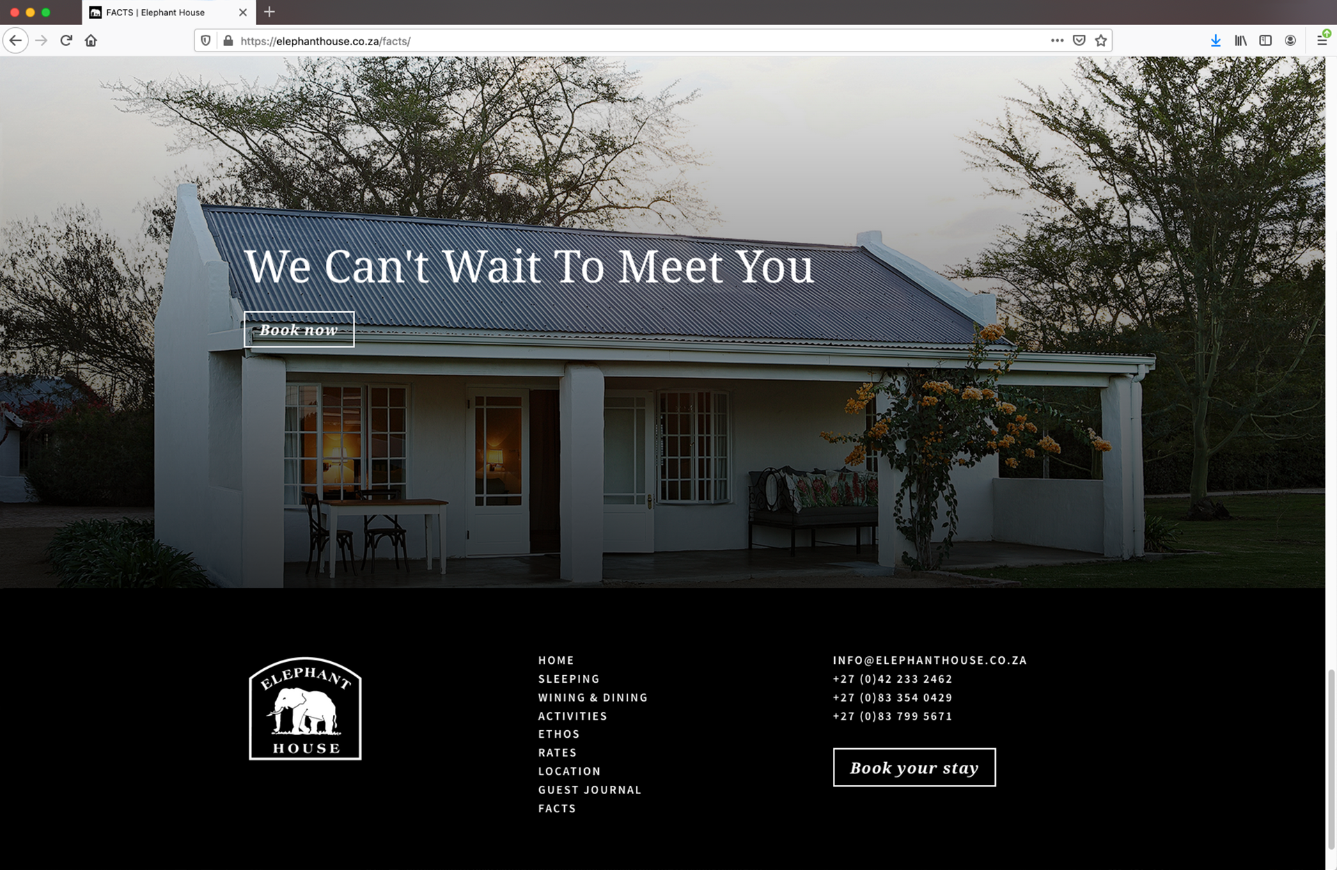 A typical Elephant House website page